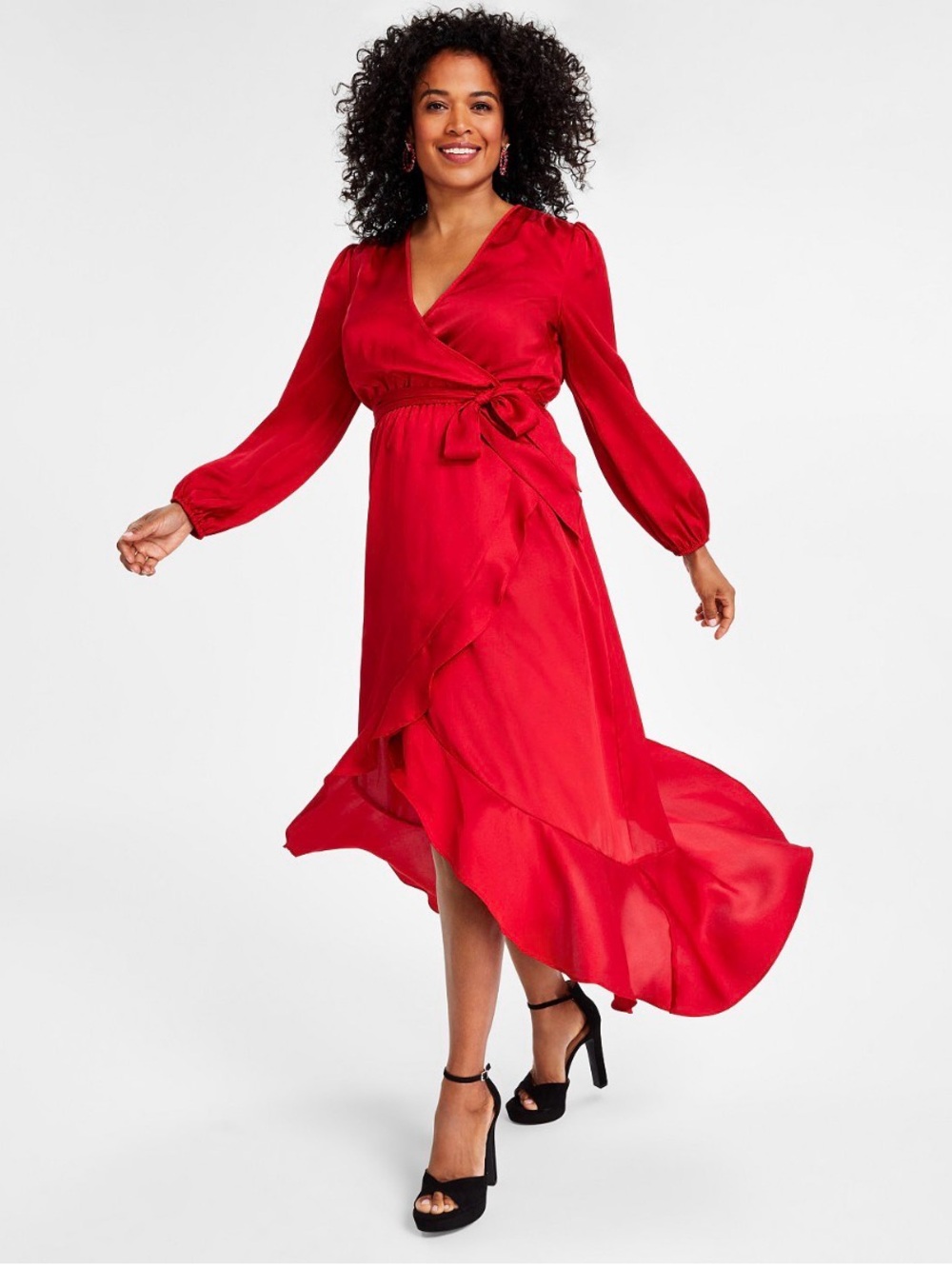 NWT International Concepts Women's red Long Sleeve Dress